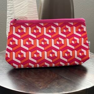 JONATHAN ADLER Colab with CLINIQUE Pink Orange and White Cosmetic Bag New